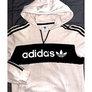 Adidas Unisex Cream Logo Hoodie Size Medium